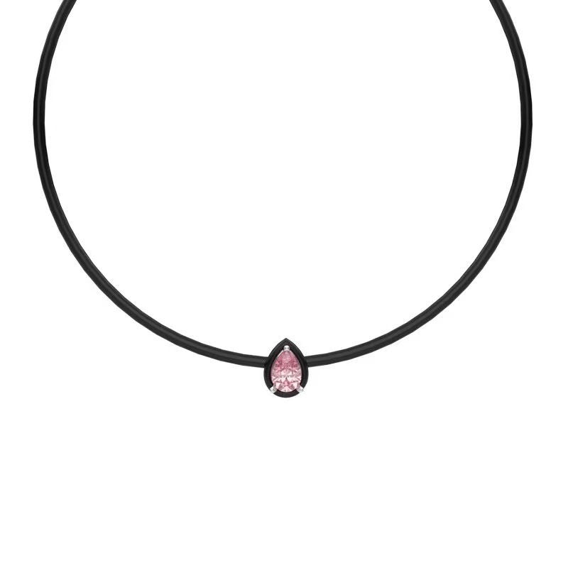 Leather Strap Necklace with Drops