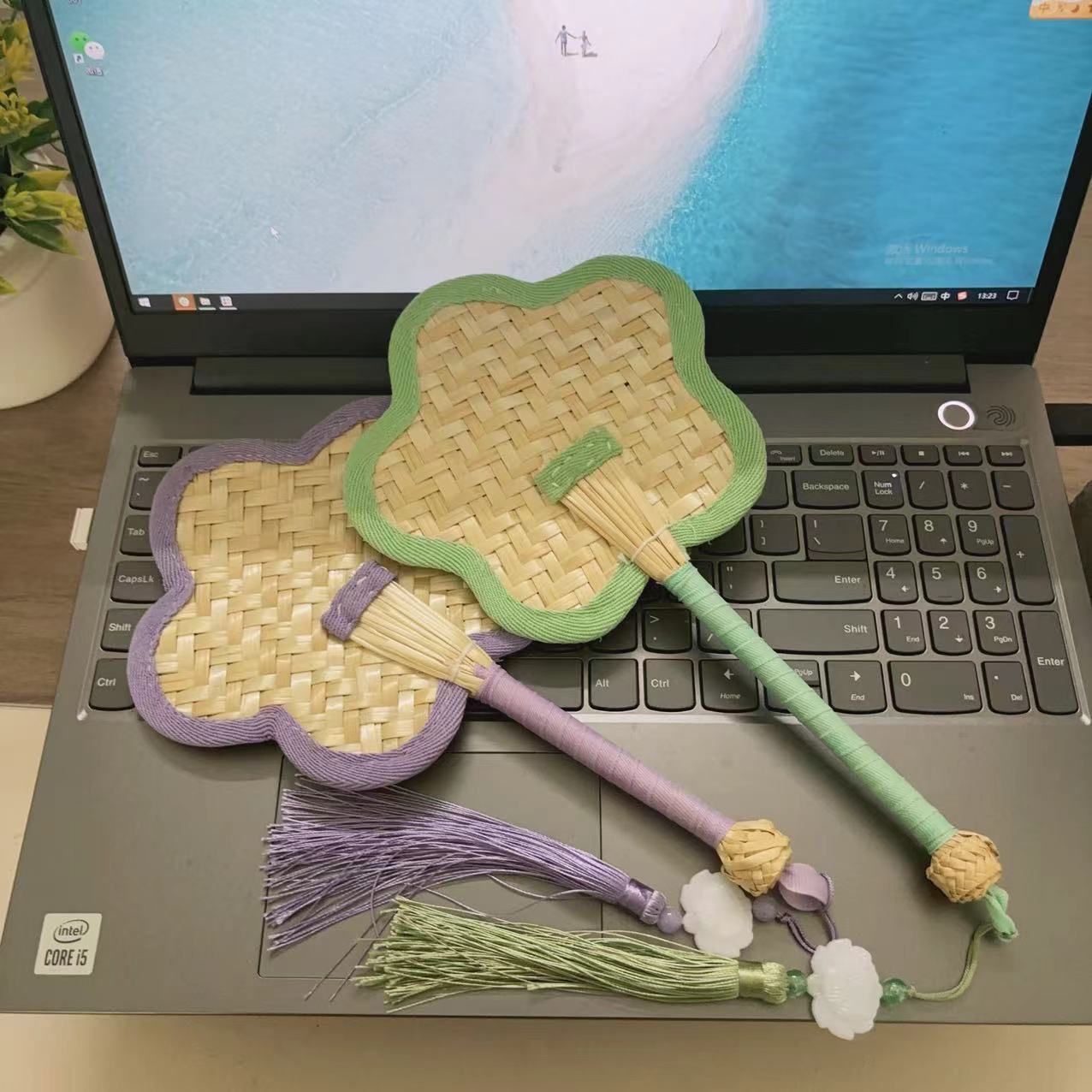 Hand-woven fan in summer