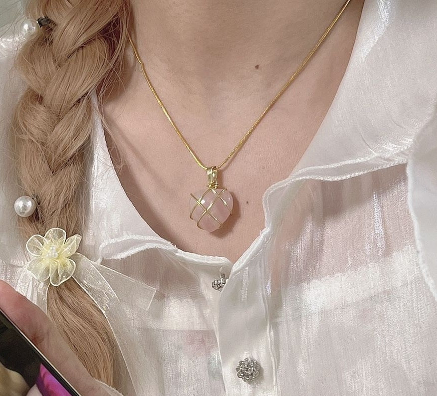 18k Gold Plated Barbie Diamond Castle Necklace Pink Crystal Heart  Birthstone | Fruugo MY